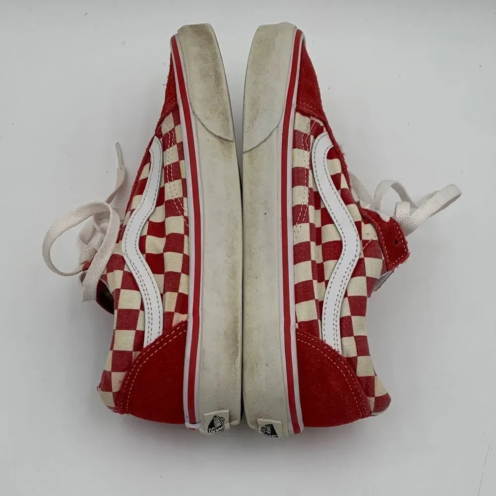 Vans Red and White Checkered Low-Top Sneakers mens size 6